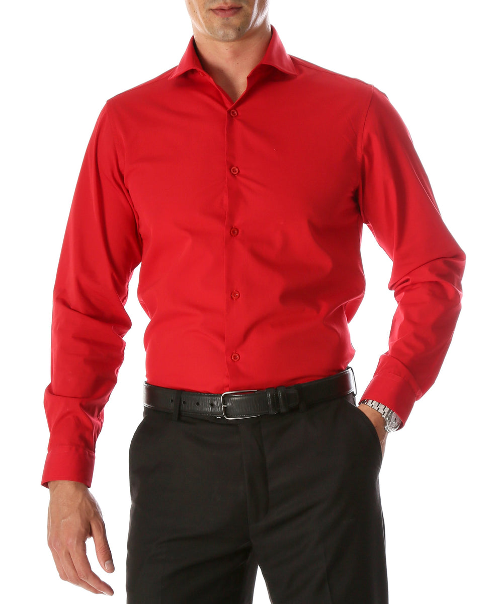 Daniel & Elissa Red Slim Fit Cotton Blend Dress Shirt – Giorgio's Menswear