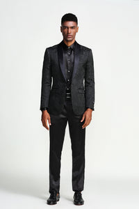 Black / Slim Fit / Paisley Shawl Collar Sports Coat Blazer