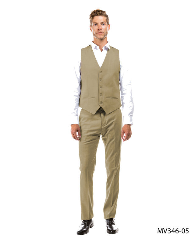 Tan Zegarie Suit Separates Solid Men's Vests For Men MV346-05