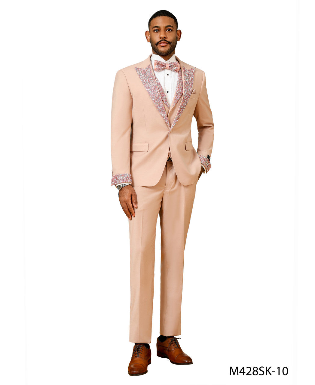 Tazio 4 Piece Crystal Suit / Tuxedo Rose gold / 38R / M428sk Tazio 4 Piece Crystal Suit / Tuxedo Rose gold / 38R / M428sk