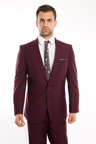 Majestify Collection: Solid Burgundy 2 Piece Regular Fit Suit