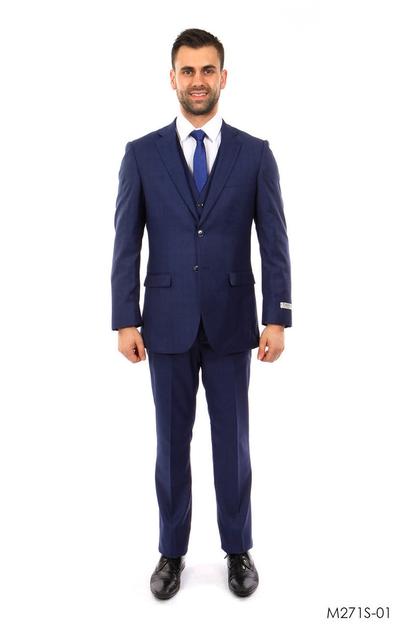 Dk. Blue Pinstripe tone on tone 3-PC Slim Fit Suits For Men