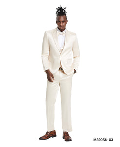Champagne Solid Shiny U-Shape Vest Mens-suit
