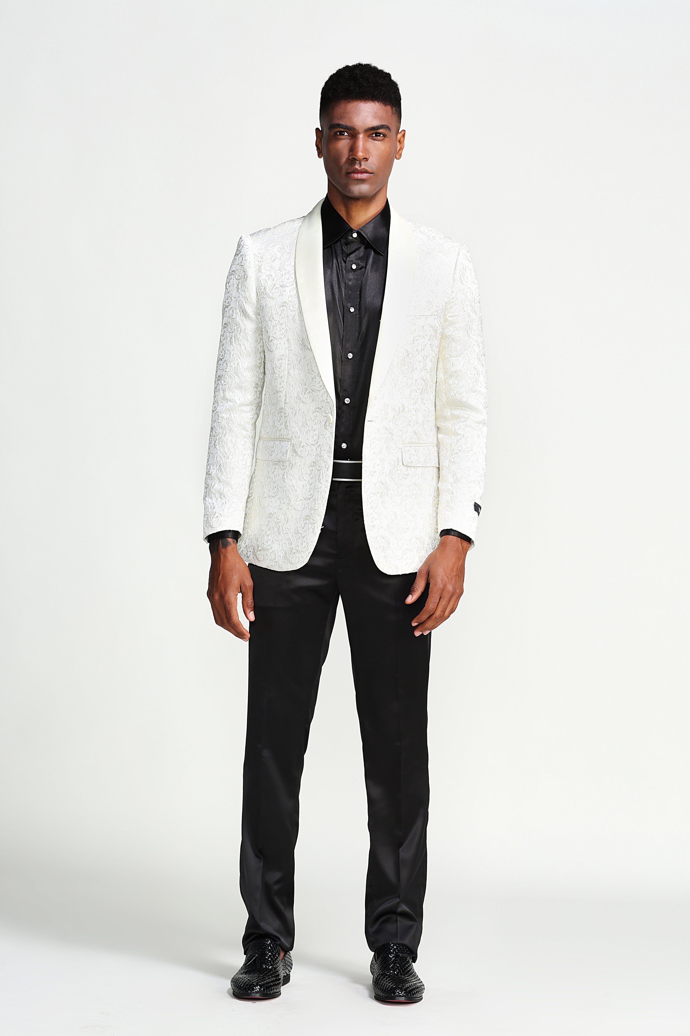 Cream / Slim Fit / Paisley Shawl Collar Sports Coat Blazer