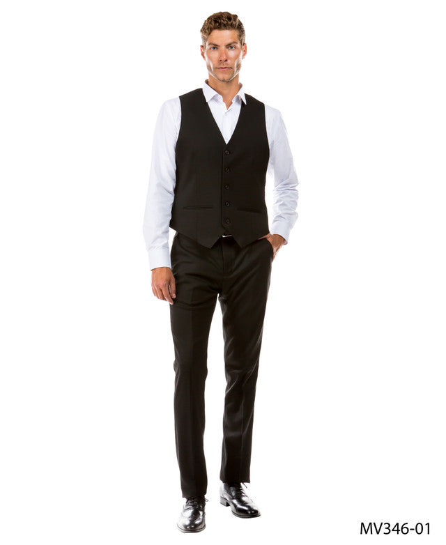 Black Zegarie Suit Separates Solid Men's Vests For Men MV346-01