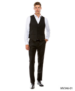 Black Zegarie Suit Separates Solid Men's Vests For Men MV346-01